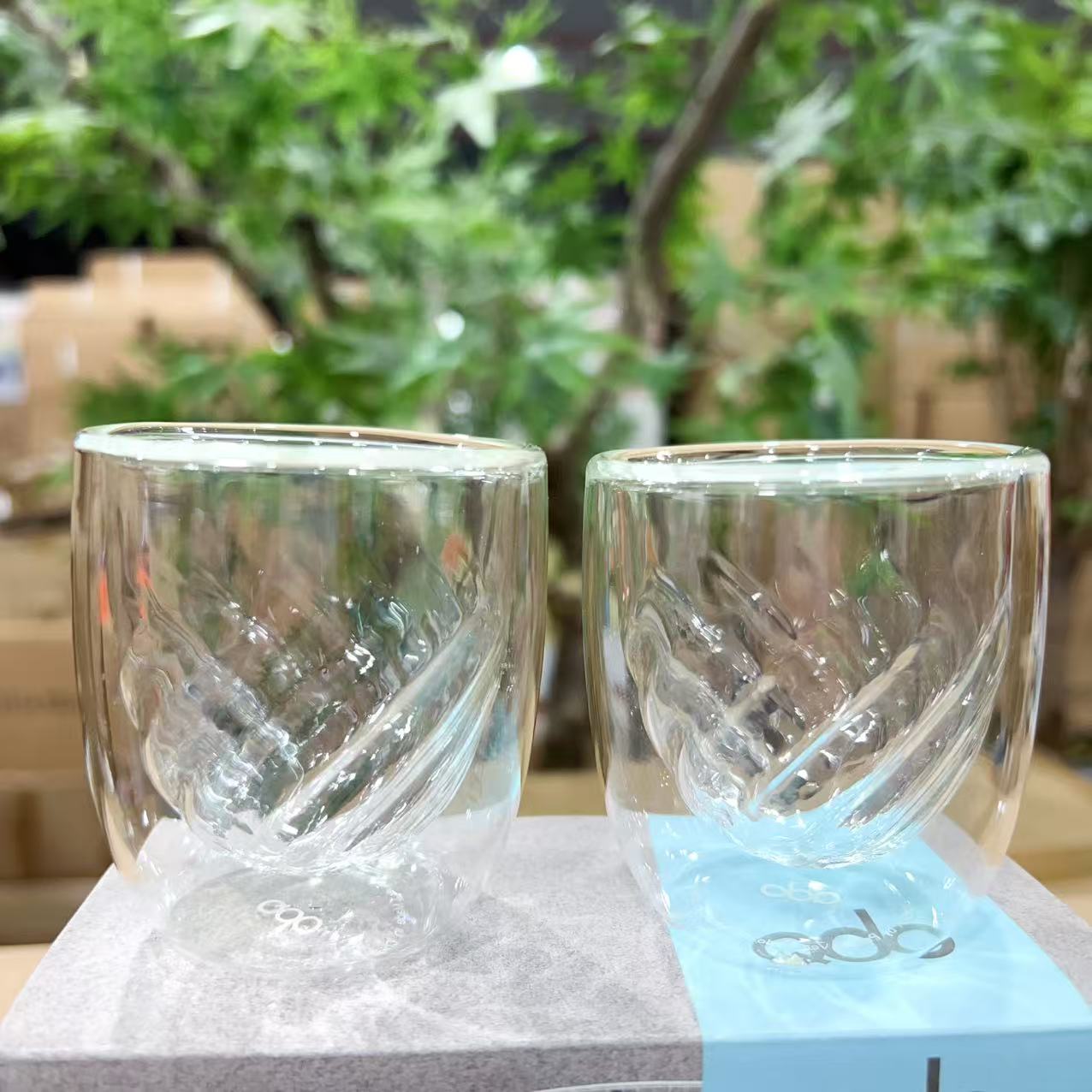 定制款！旋纹双层玻璃杯