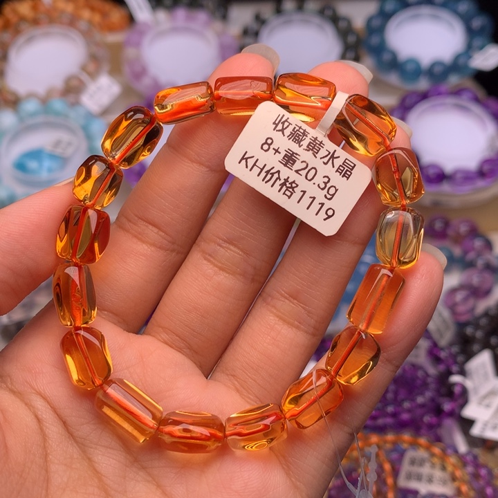水晶手链未镶嵌宁*收藏级黄水晶8+