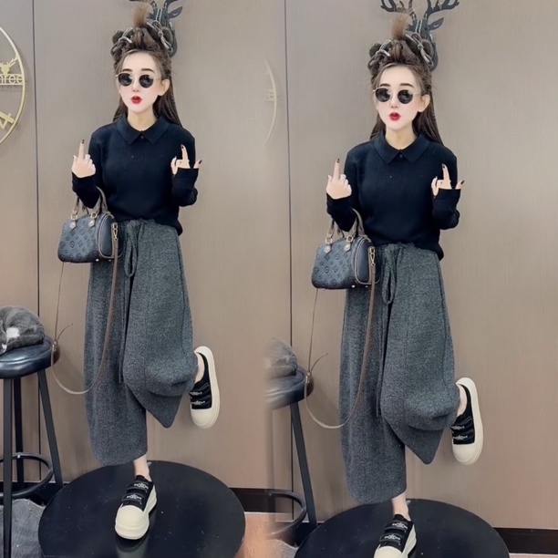 网红同款休闲裤女2025冬季新款显瘦气质直筒阔腿八分裤百搭显瘦款