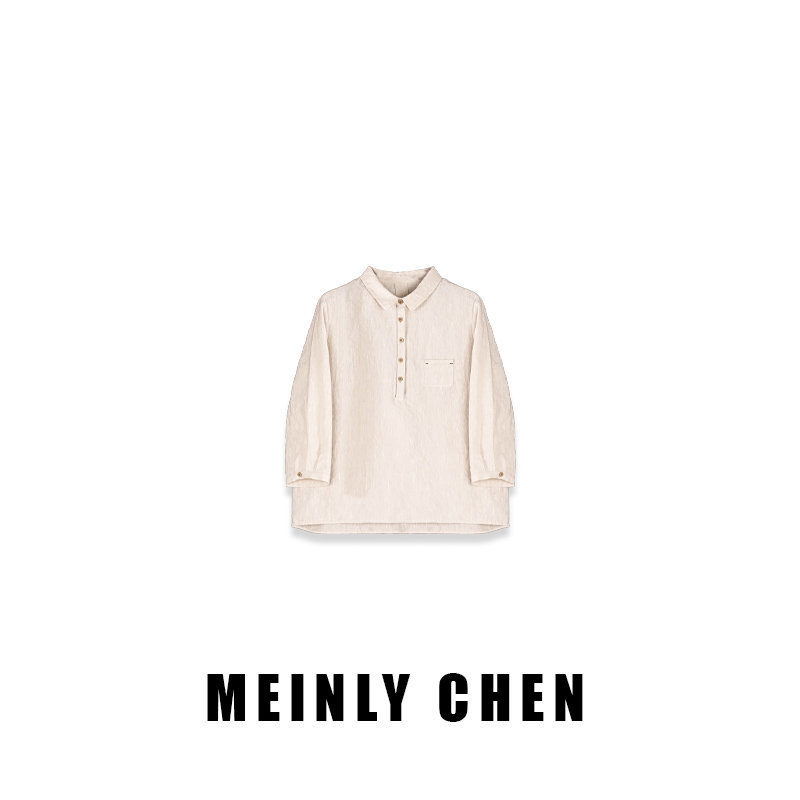 【MEINLY  CHEN】【翻领麻衬衫】高端设计师款时尚百搭衬衫8250251