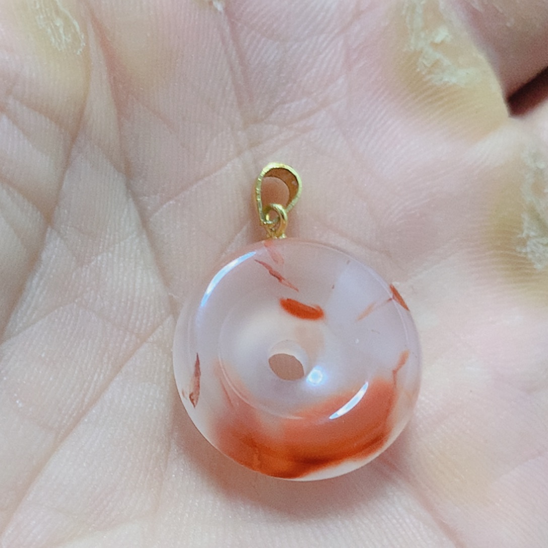 南红玛瑙银S925镶嵌吊坠(不含链)