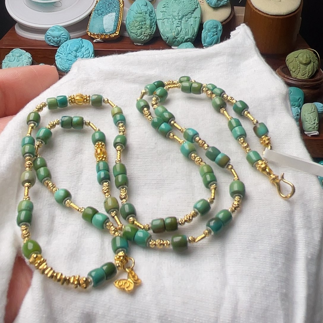 绿松石珠宝奇石18K金镶嵌