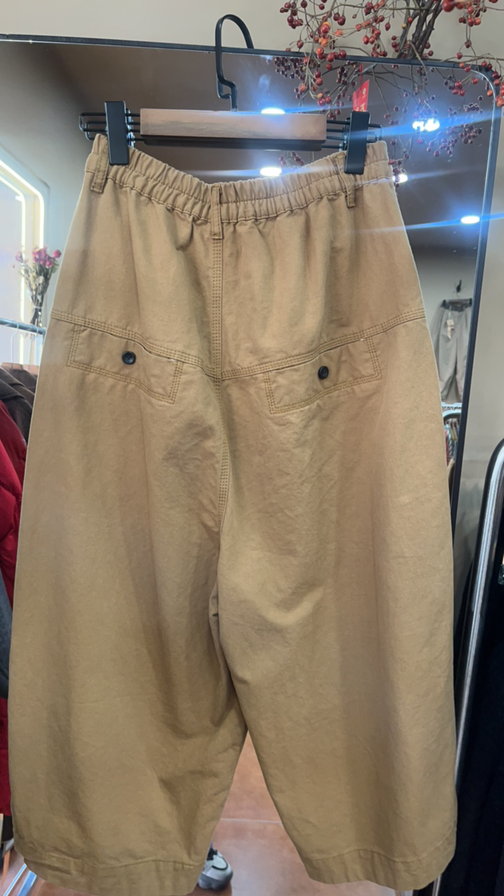 卡其色九分裤直筒休闲裤