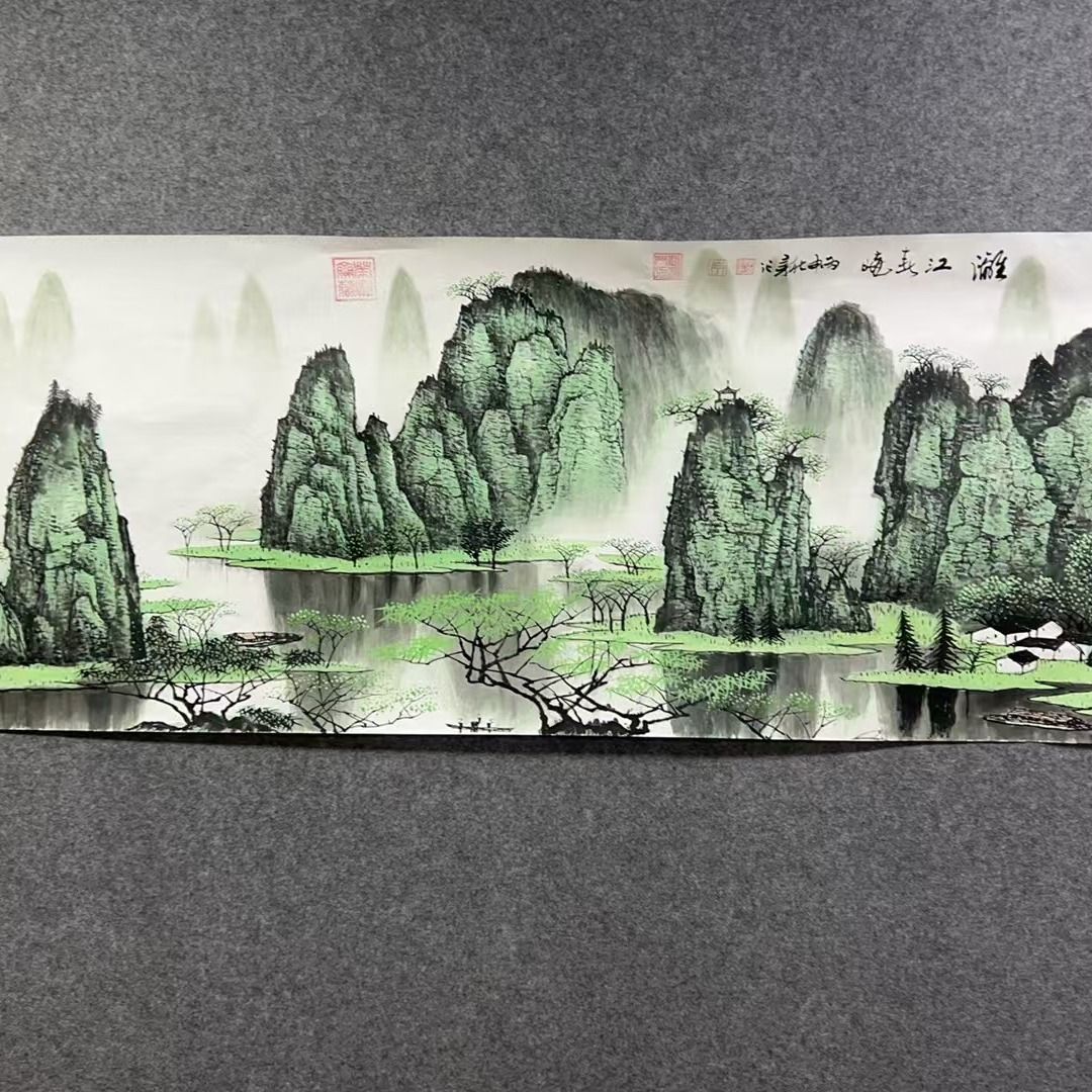 六尺漓江春晓山水画