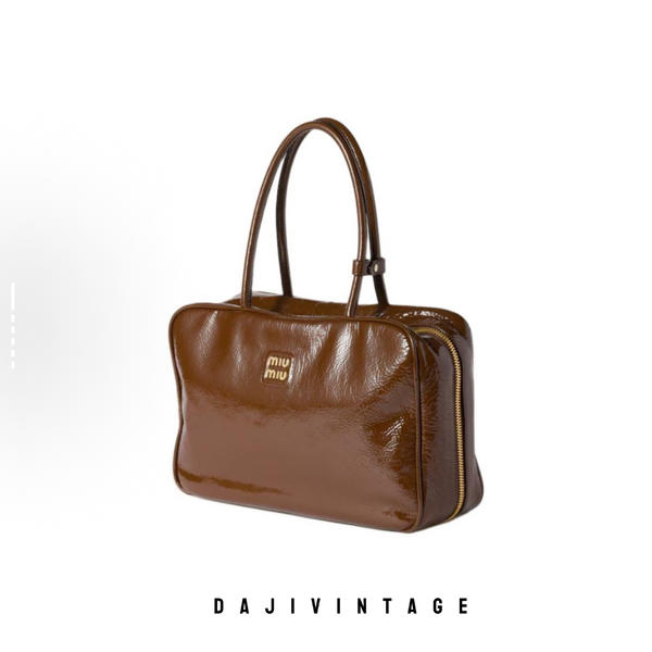 大吉中古/Miumiu玫瑰木色油蜡公文包