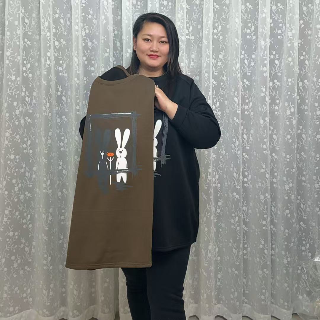 福利兔子加绒长款宽松时尚