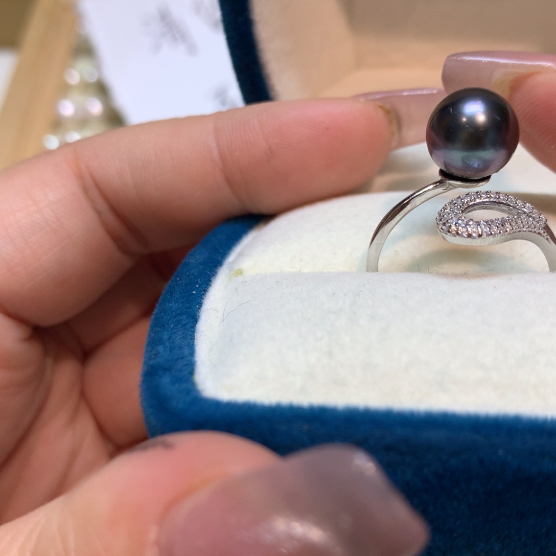 海水珍珠戒指银S925镶嵌