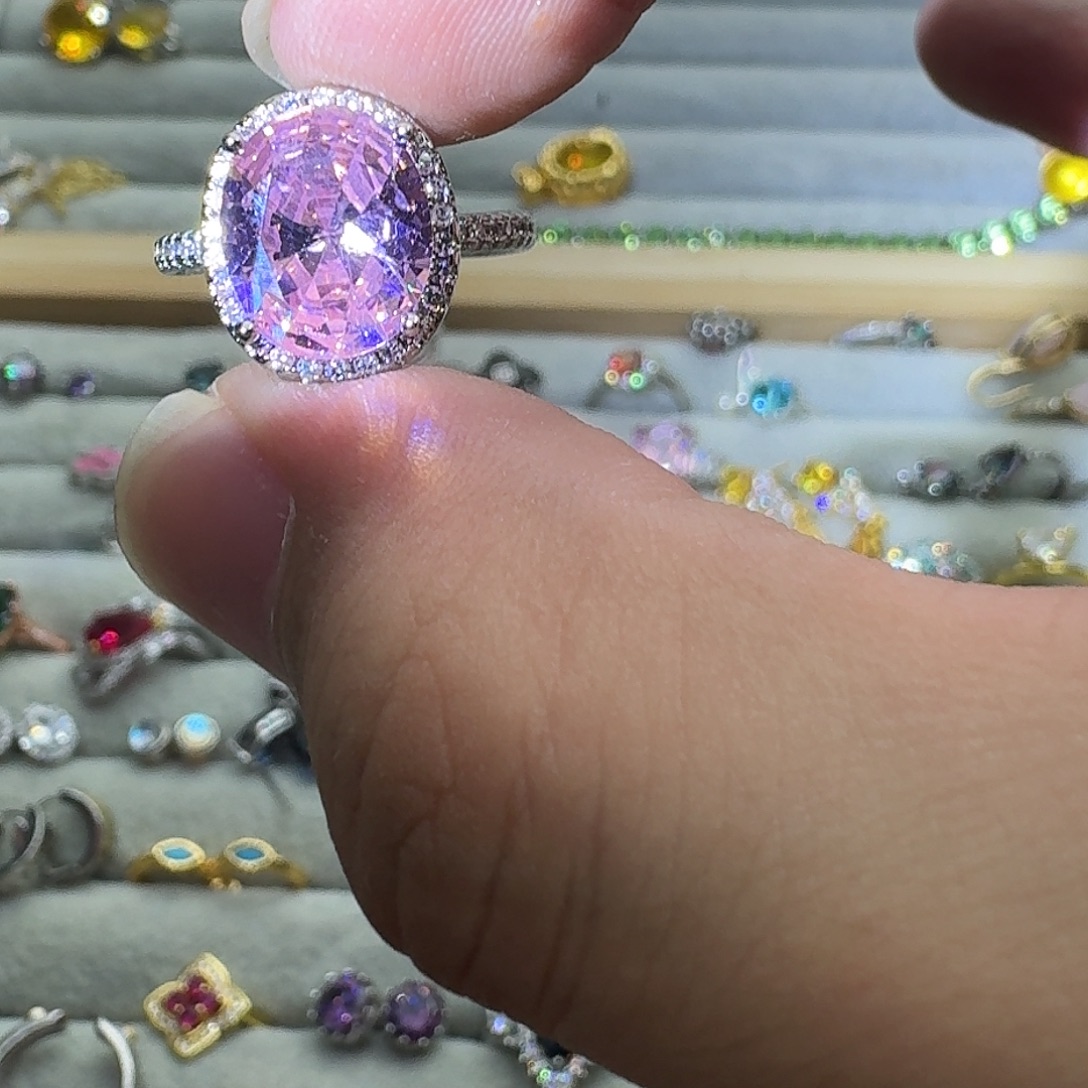 银S925镶嵌戒指水晶