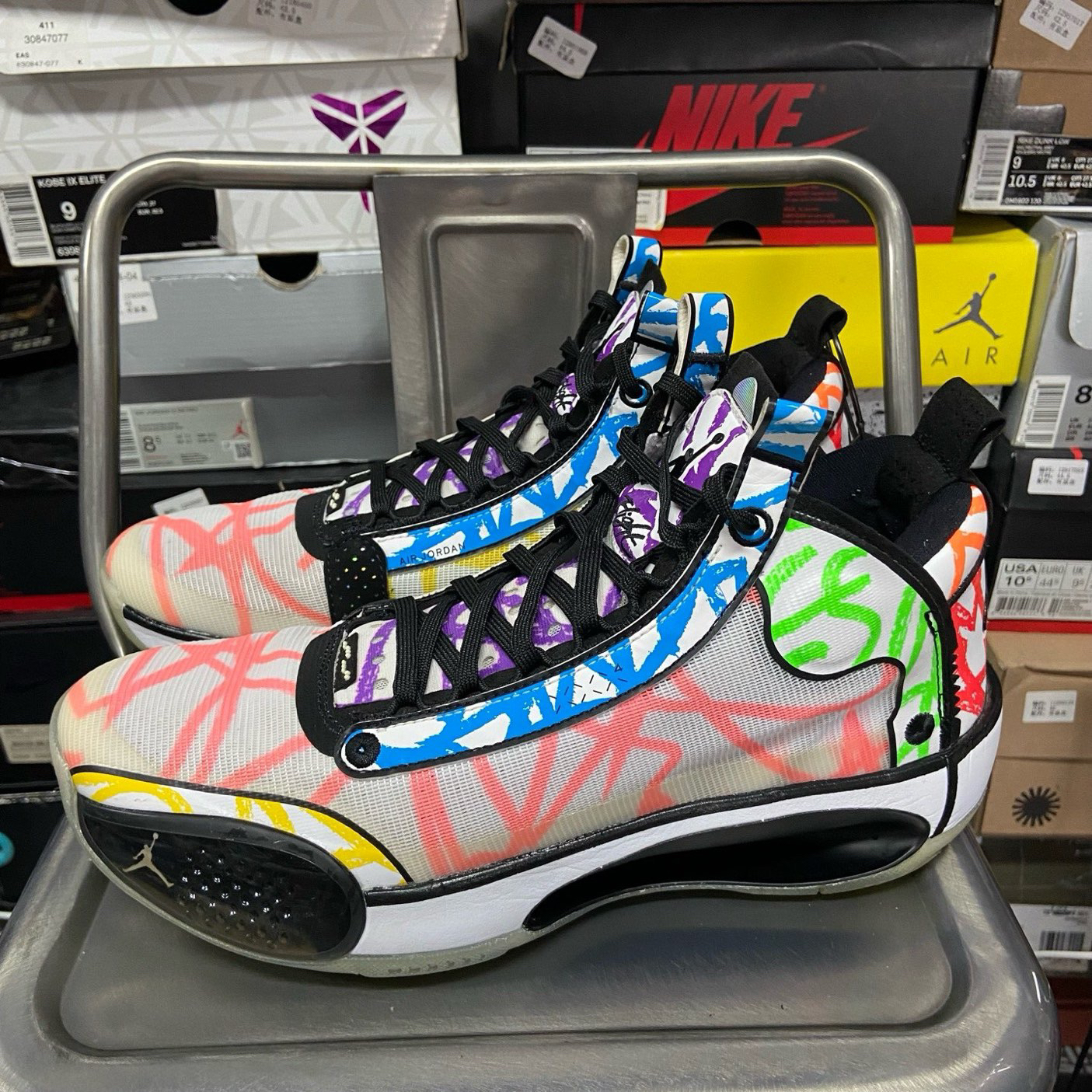 95新 MM6 42.5码 无原盒 aj34 zion 蜡笔涂鸦 14105546 