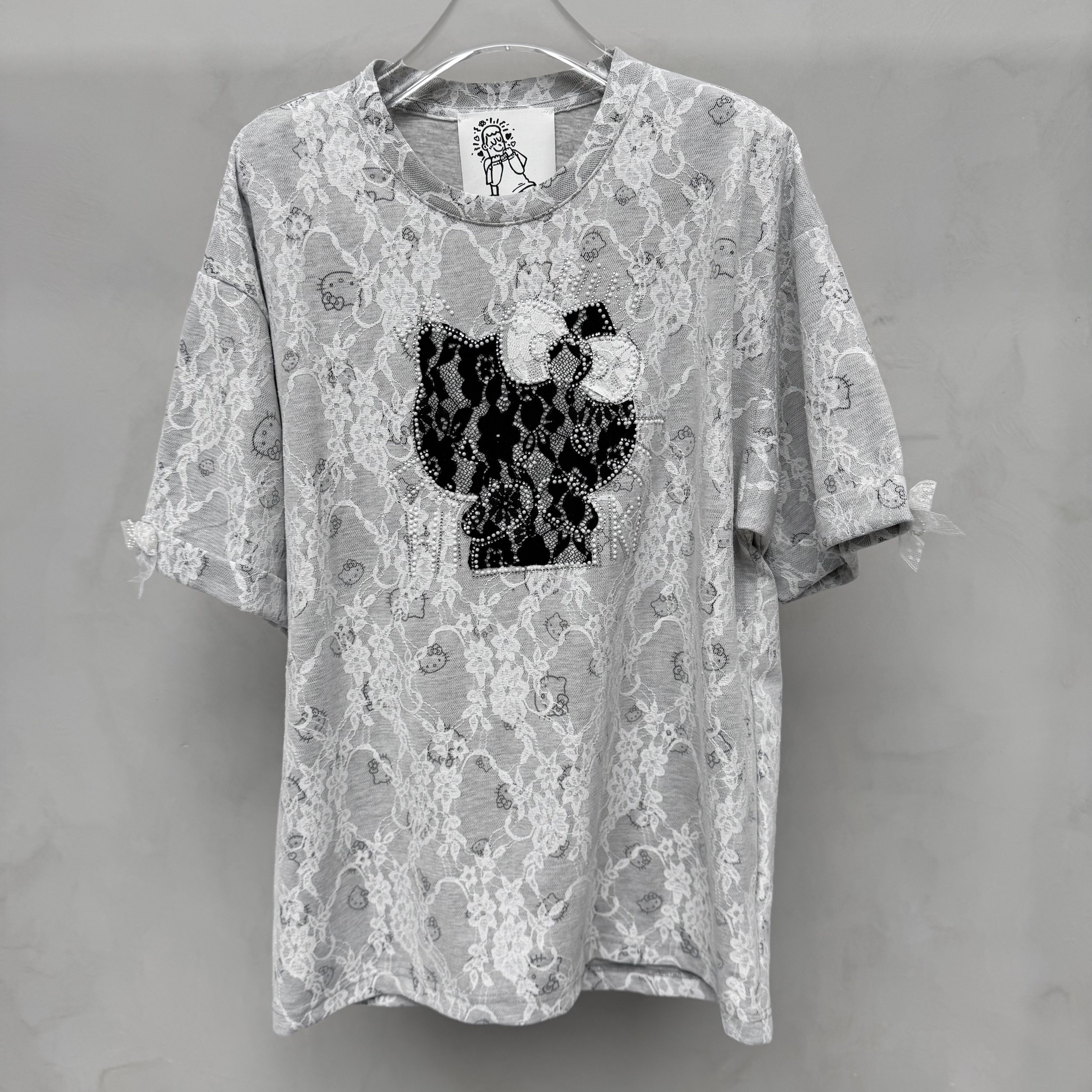 AN9.Studio︱新款蕾丝二合一重工Kitty猫T恤A265