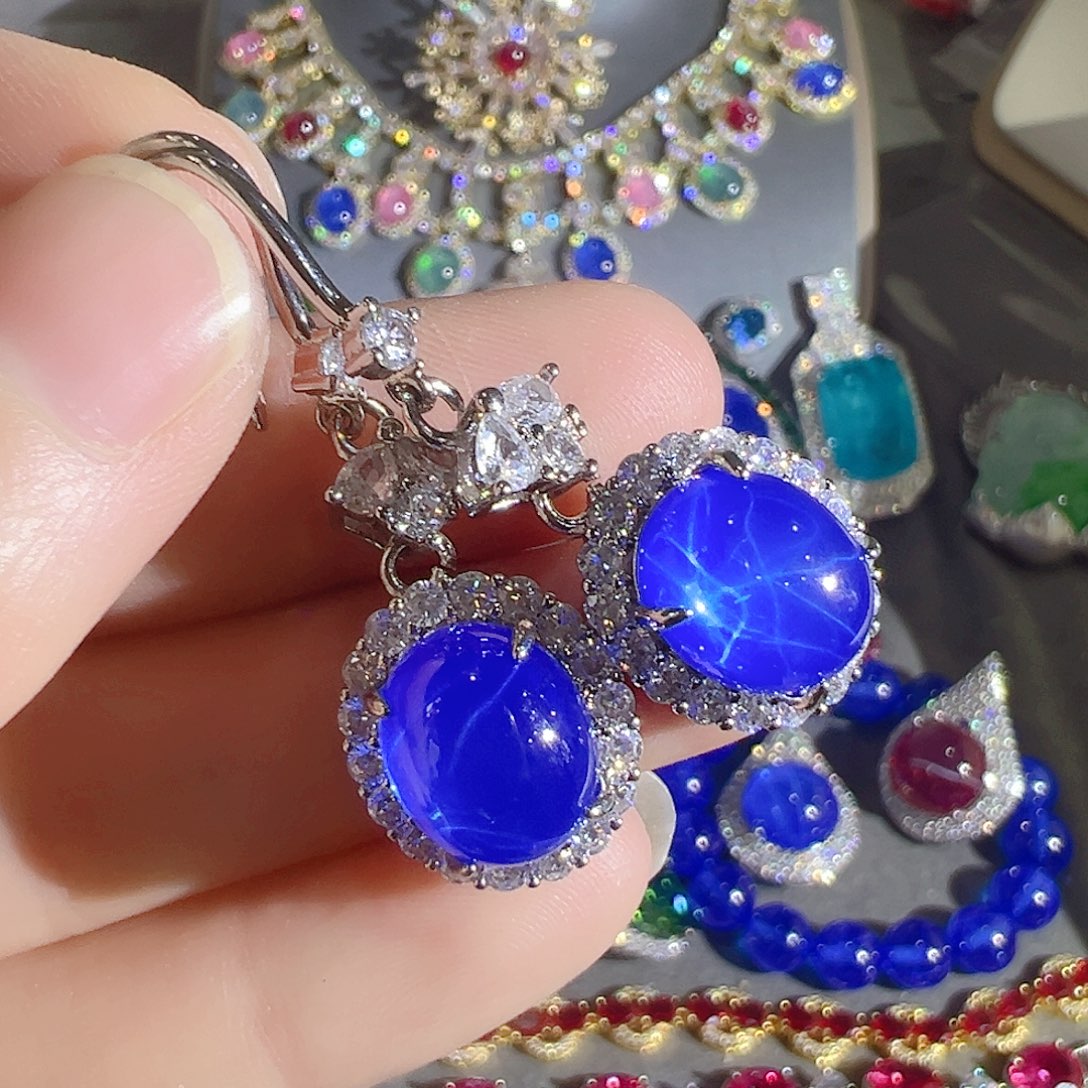 花岗石钨合金红色蓝色吊坠