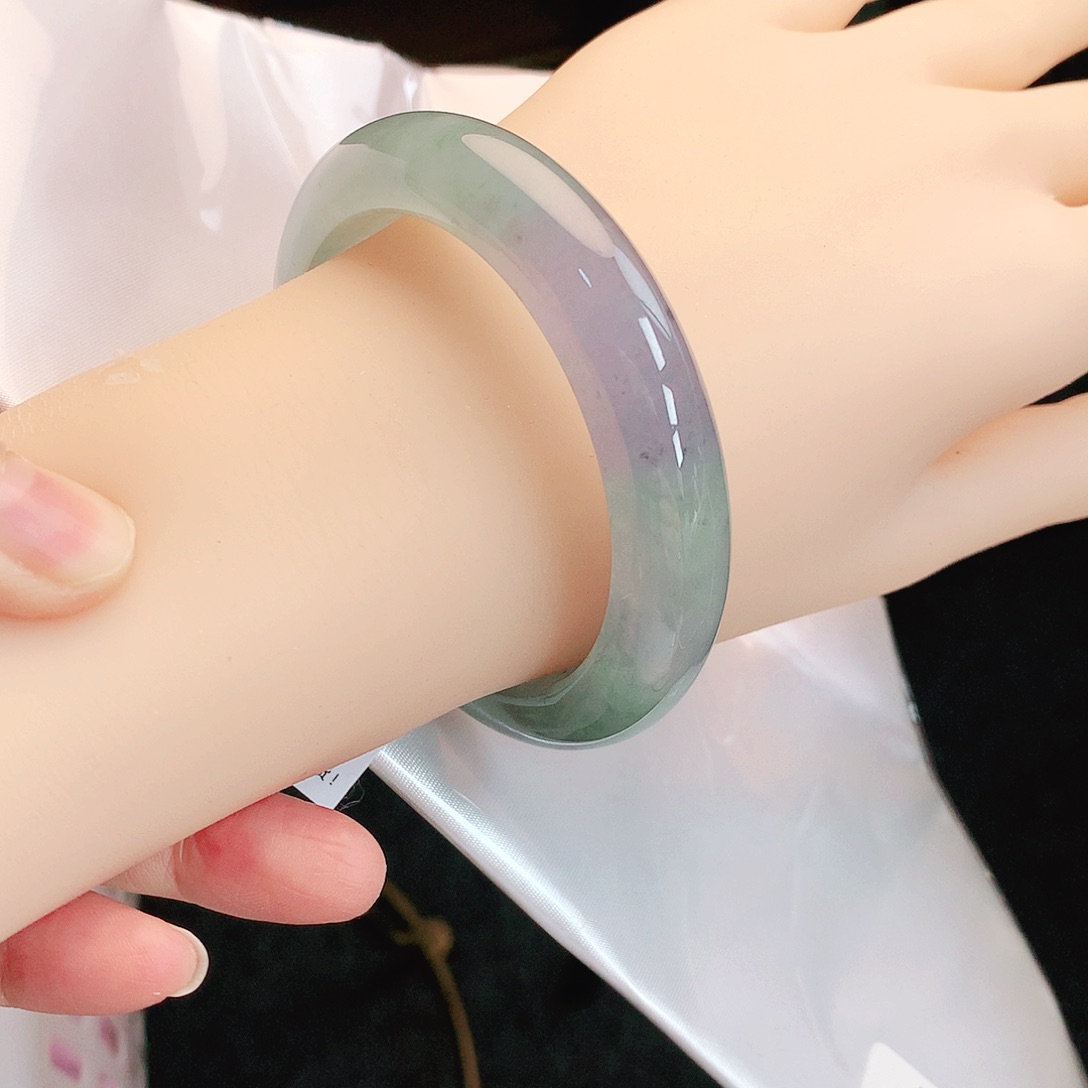 未镶嵌手镯翡翠54冰绿紫