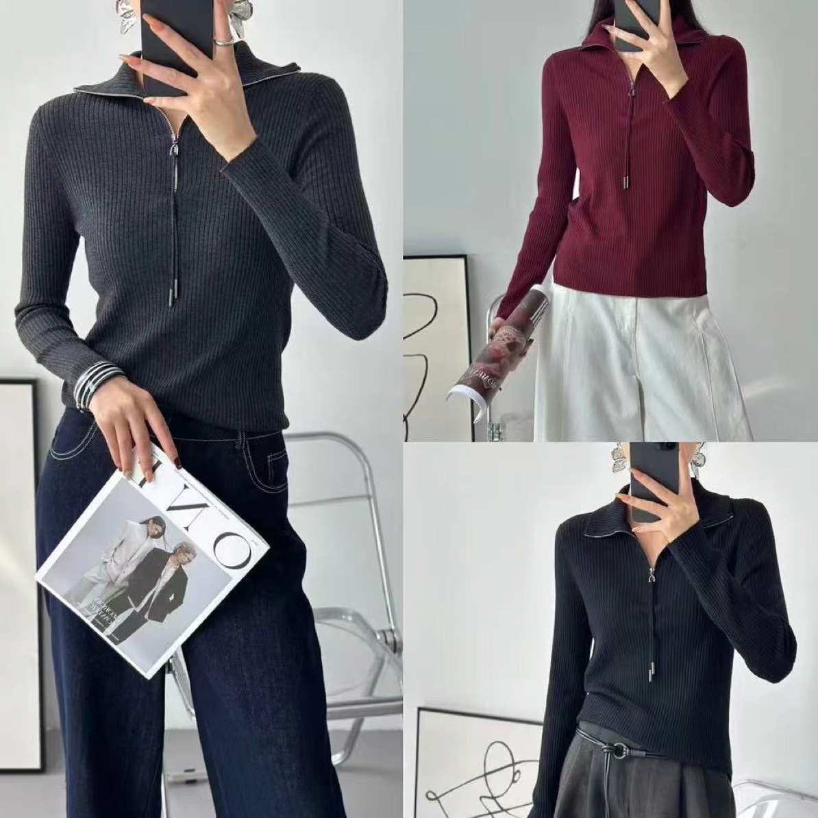 常规款女百搭针织衫网红时尚毛针织衫显瘦气质高领翻领