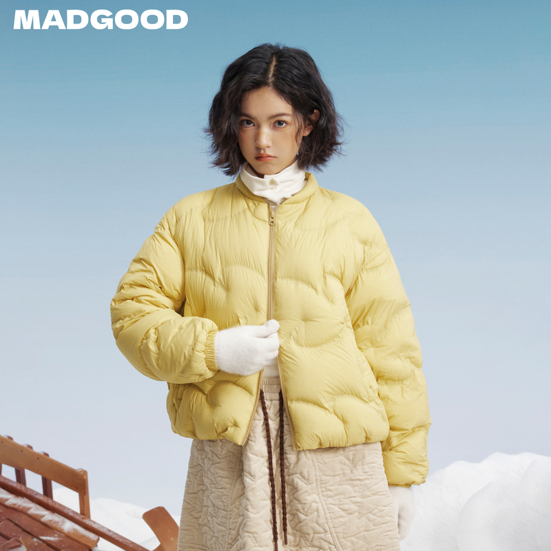 madgood马得工地不规则爱心绗线蓬蓬感立领羽绒服外套MDGDWT14901