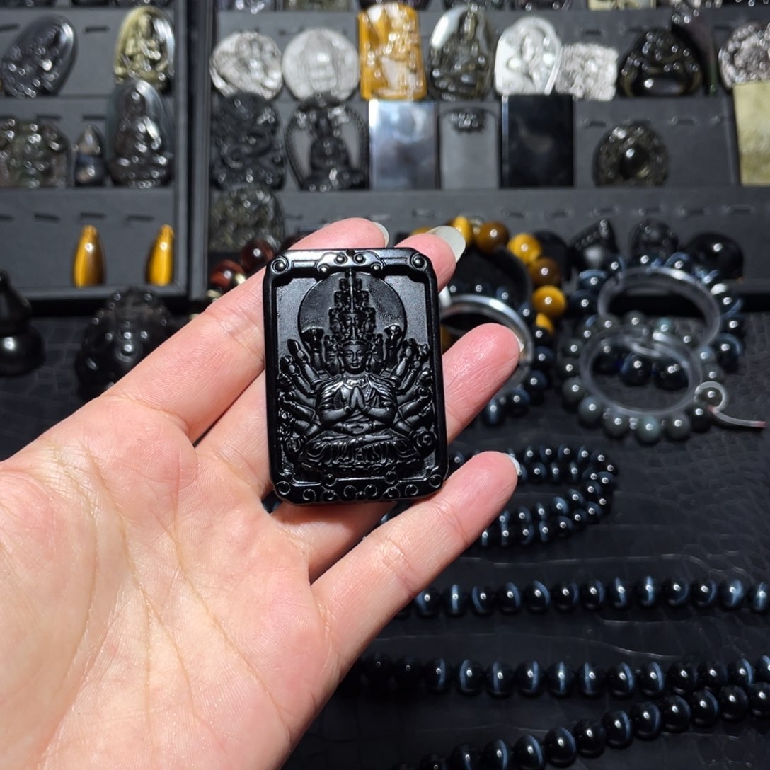 黑曜岩珠宝奇石未镶嵌平***康