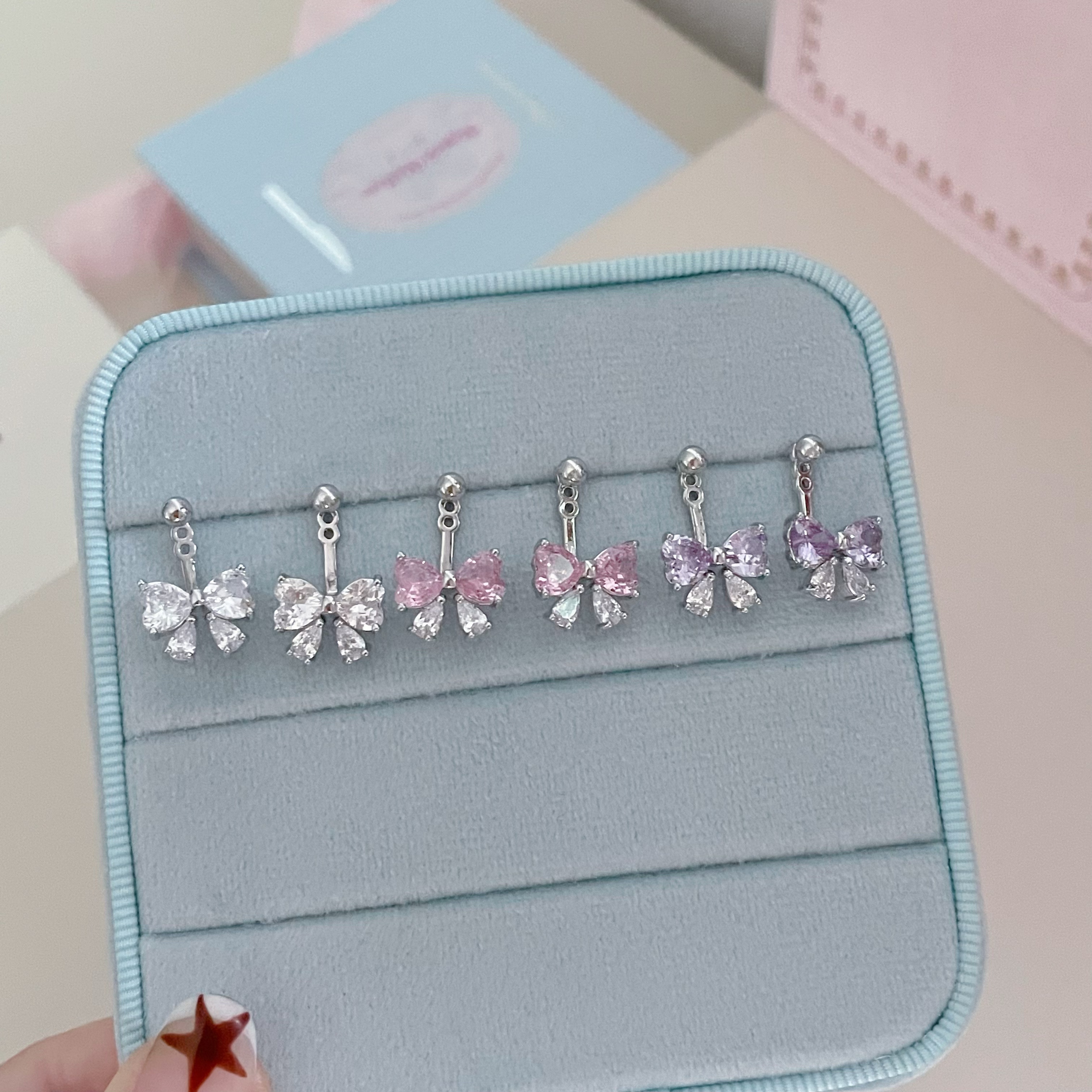 铜合金耳饰 D2112 S925银针锆石蝴蝶结耳钉轻奢气质高级百搭耳饰