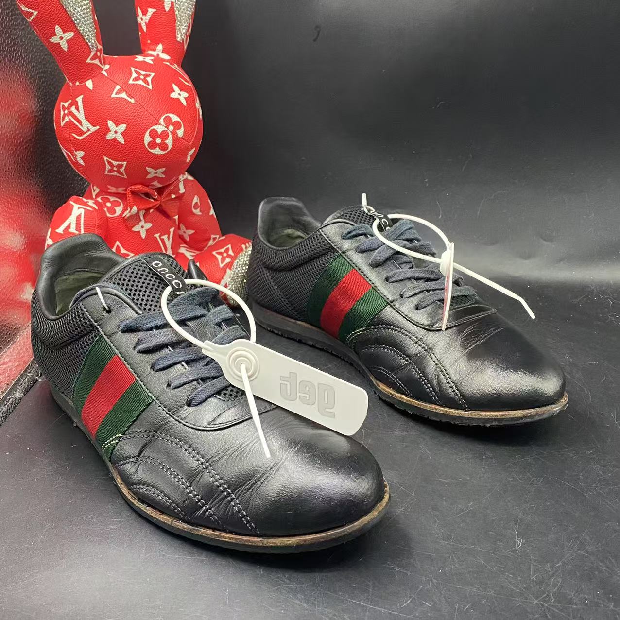 95新 GUCCI/古驰 【聚星福利】黑色网面高尔夫板鞋40欧码ddm055