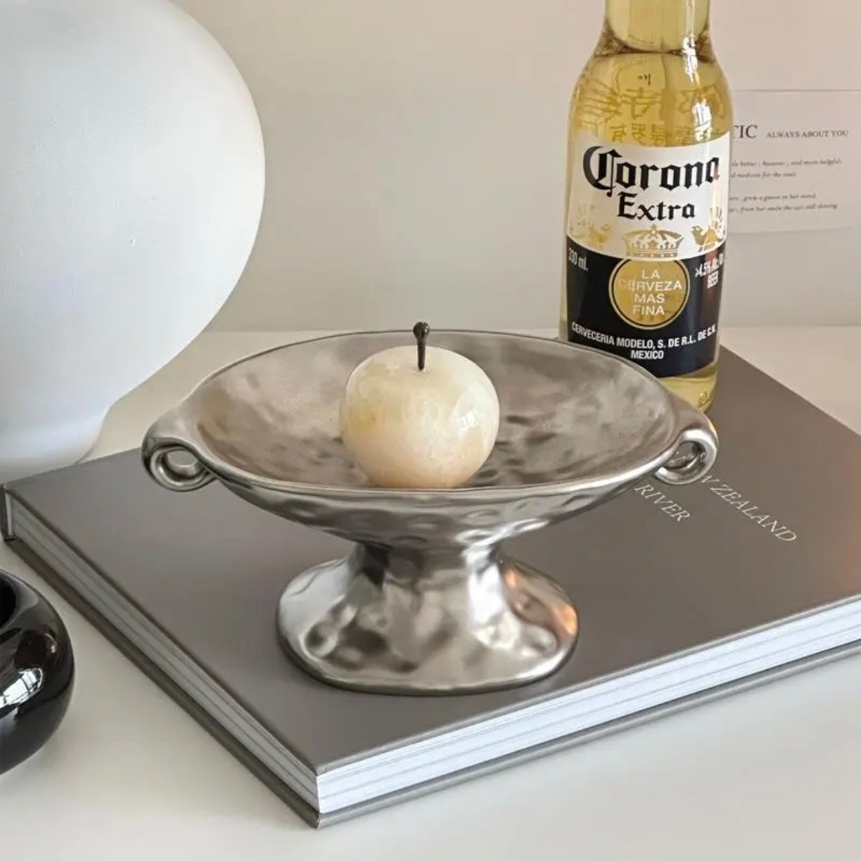 复古双耳高级感香薰托盘零食陶瓷玄关轻奢首饰桌面摆件家居收纳盘