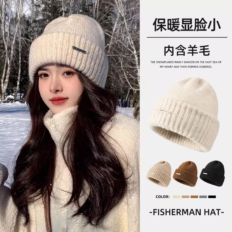 毛线帽子女秋冬季大头围羊毛加厚保暖护耳针织堆堆冷帽男2025新款
