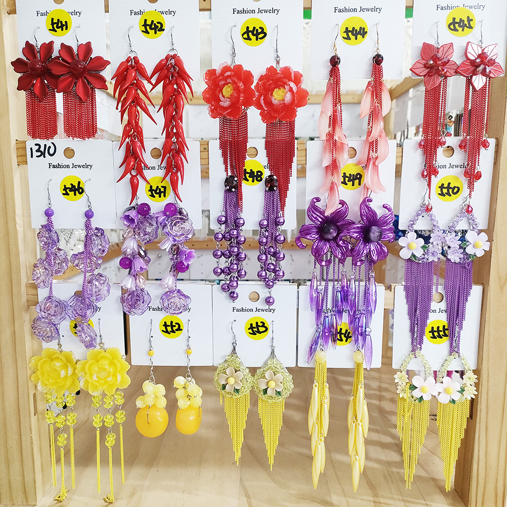 铜合金玻璃耳饰 (C541-C600)-019民族风纯手工流苏耳环合集