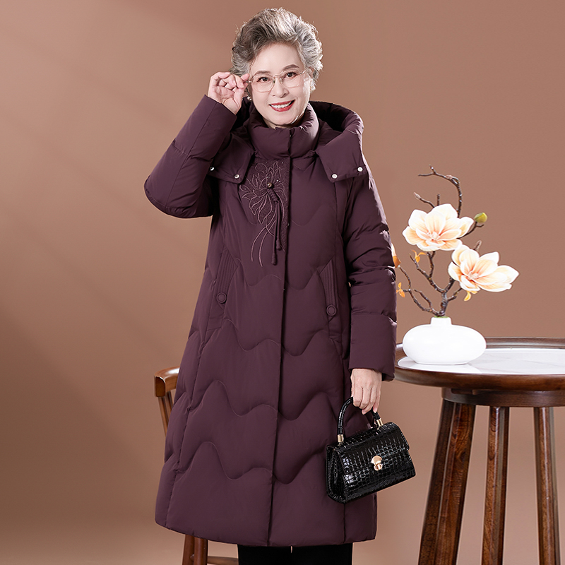 中老年羽绒服女过膝长款新中式加厚妈妈冬装老人奶奶太太冬季外套