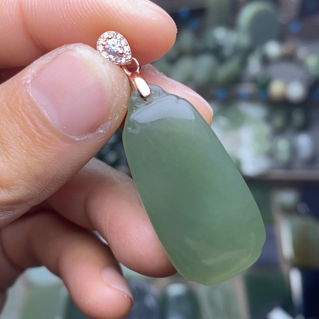 和田玉颈饰银S925镶嵌