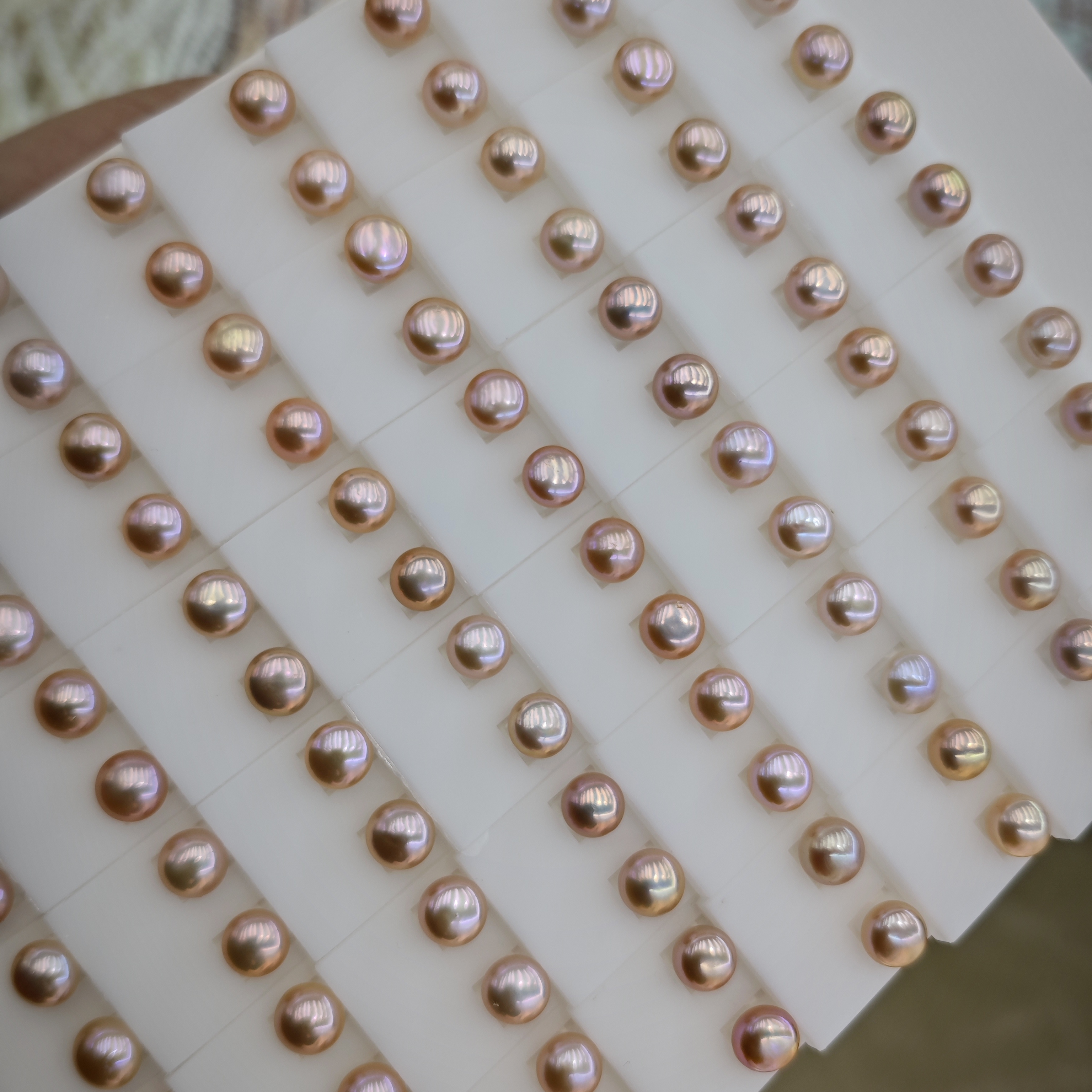 淡水珍珠耳钉k9粉紫色5105