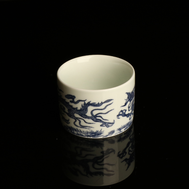 青花扳指蓝白龙茶杯S829