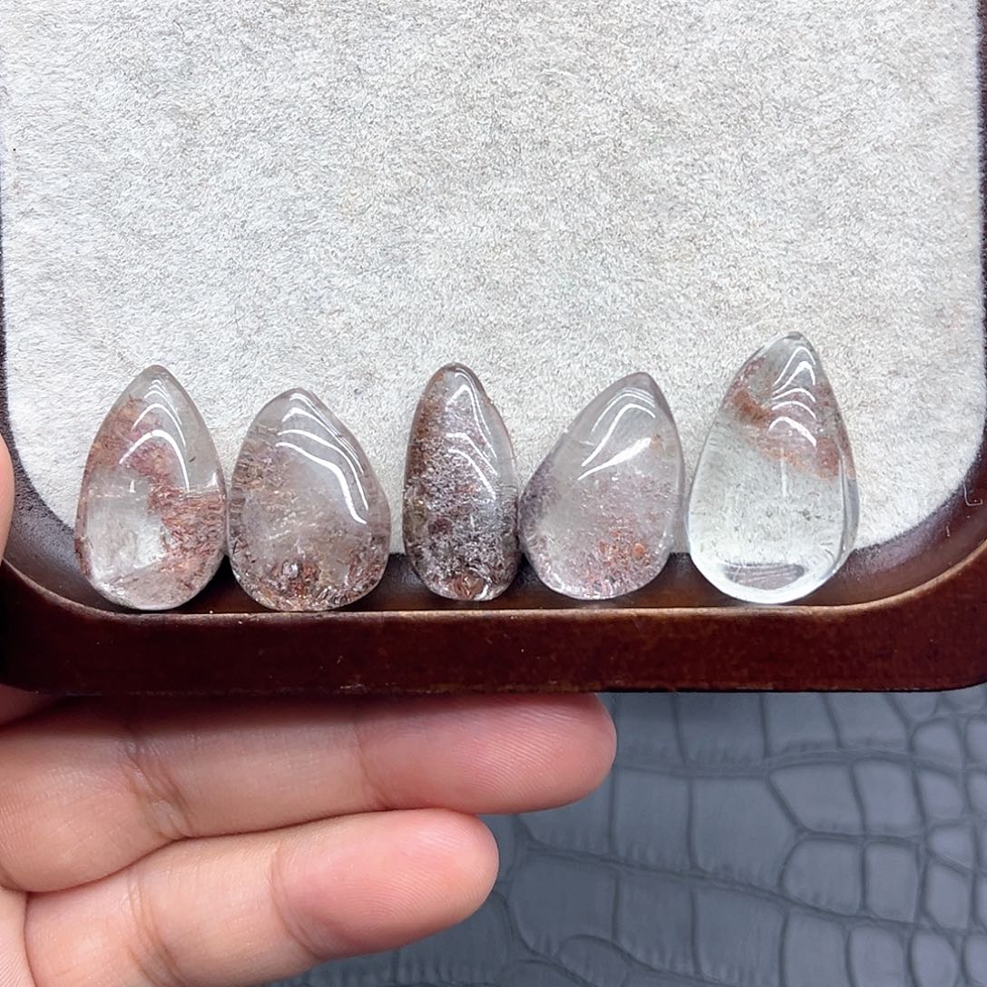 未镶嵌珠宝半成品水晶29 紫幽灵水滴（五颗）