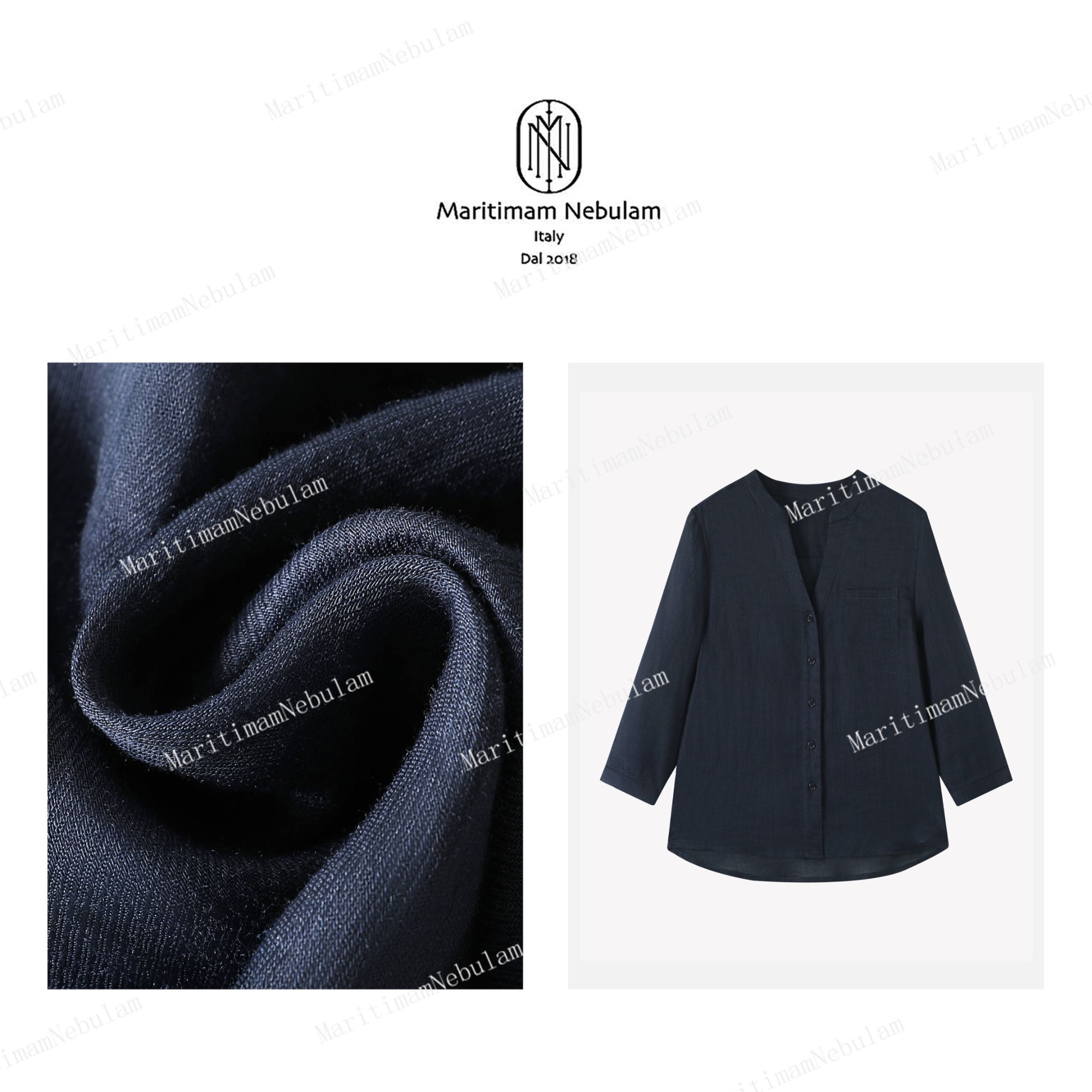 Maritimam Nebulam 【青岚苎羽】藏青苎麻高级感慵懒开衫 SZ2204