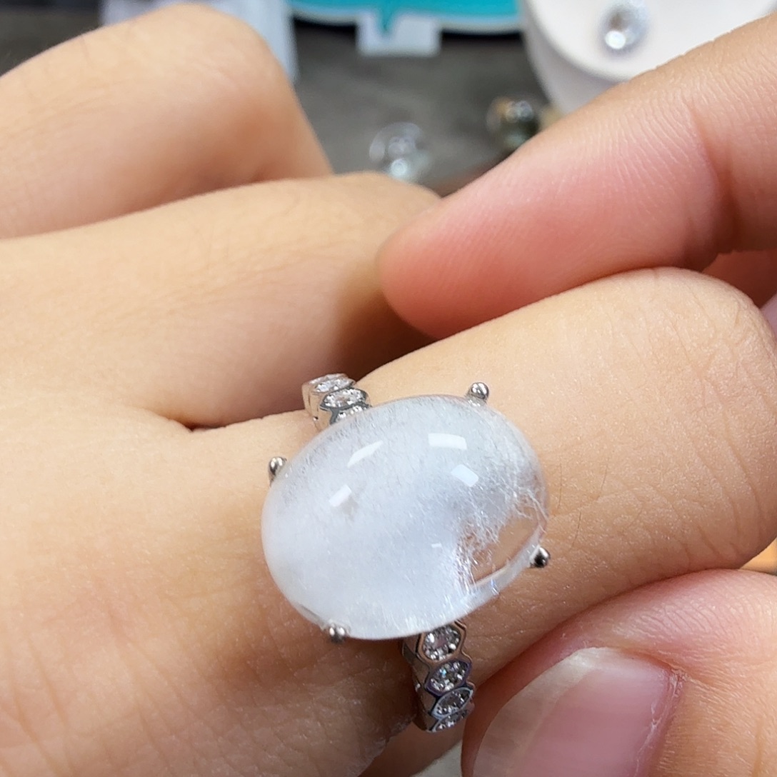银S925镶嵌戒指水晶