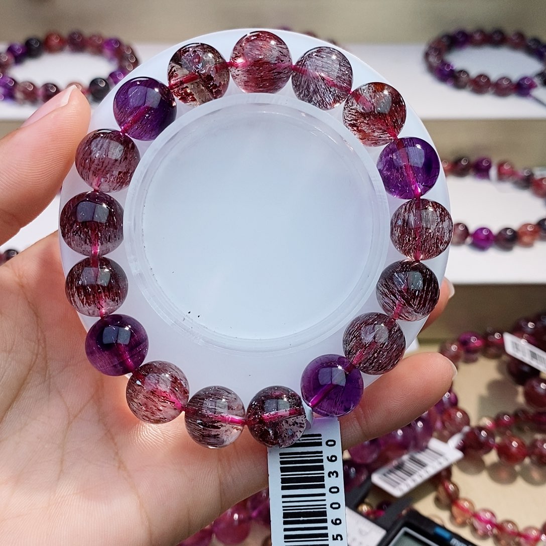 水晶未镶嵌手链黑加仑超七12+