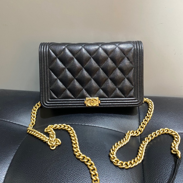 95新 Chanel/香奈儿 艾派尔/香奈儿黑金leboy woc单肩包8796
