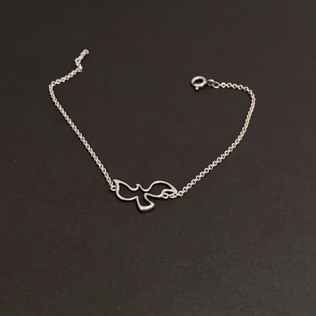 95新 Tiffany & Co./蒂芙尼 和平鸽飞鸟银手链16618816