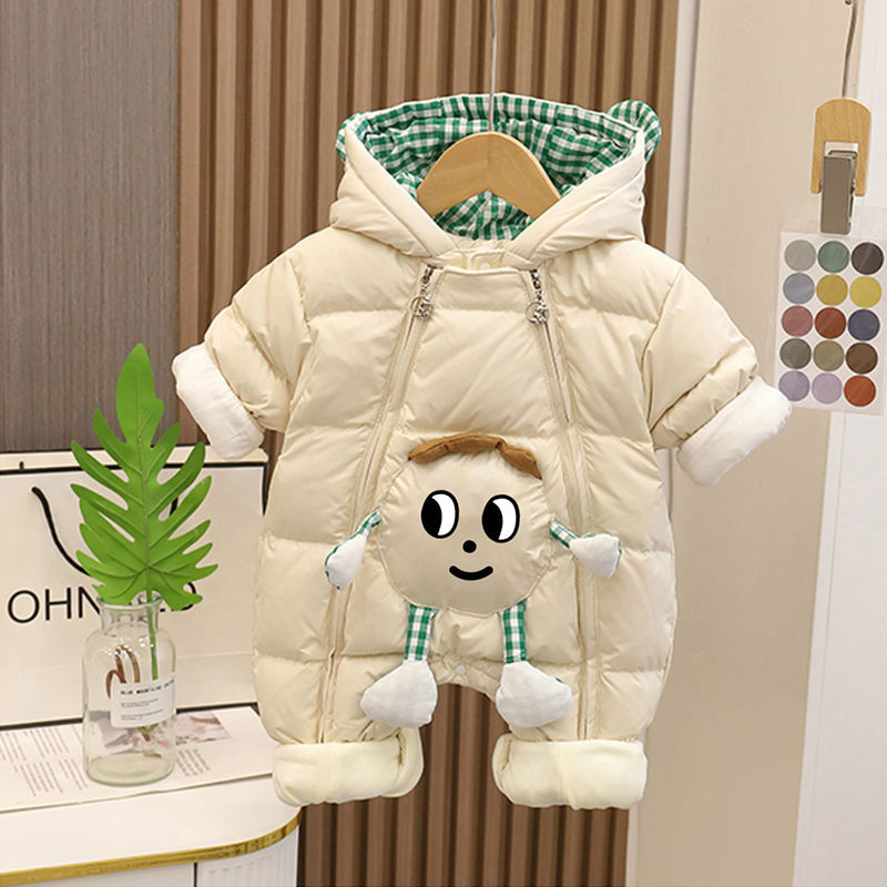 男女婴儿加厚衣服冬季宝宝抱衣新生儿棉服连体衣加绒保暖外出服