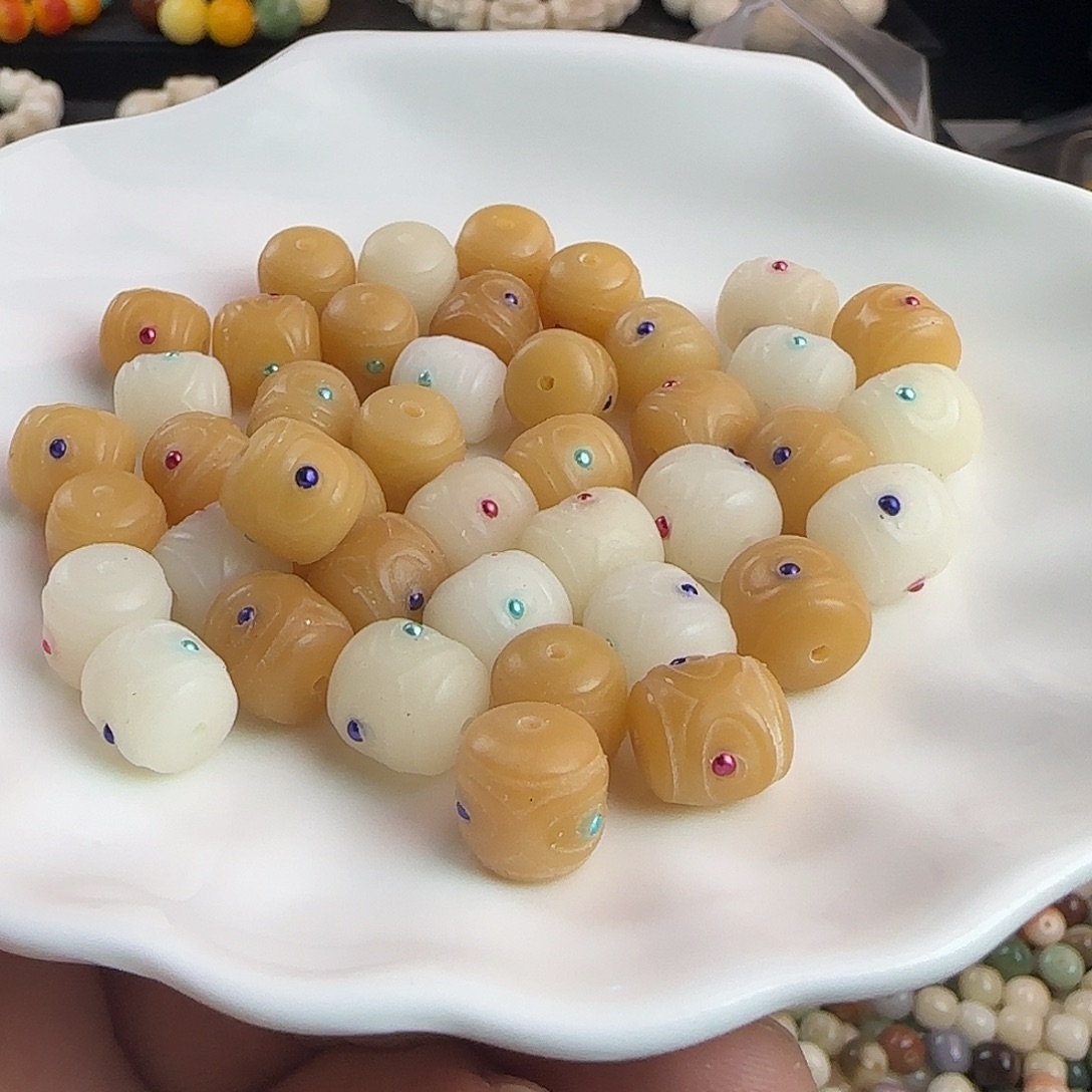 菩提根/象牙果手串卡13镶嵌菩提雕刻件20颗