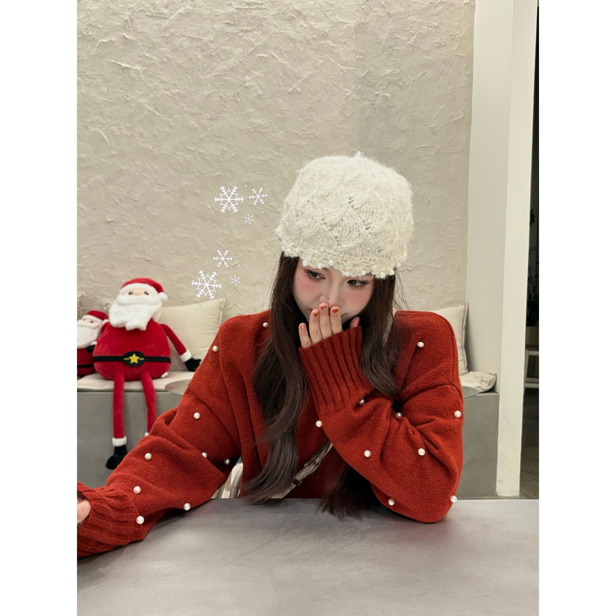 晶咕【晨曦雾色】慵懒氛围钉珠毛衣半身裙套装