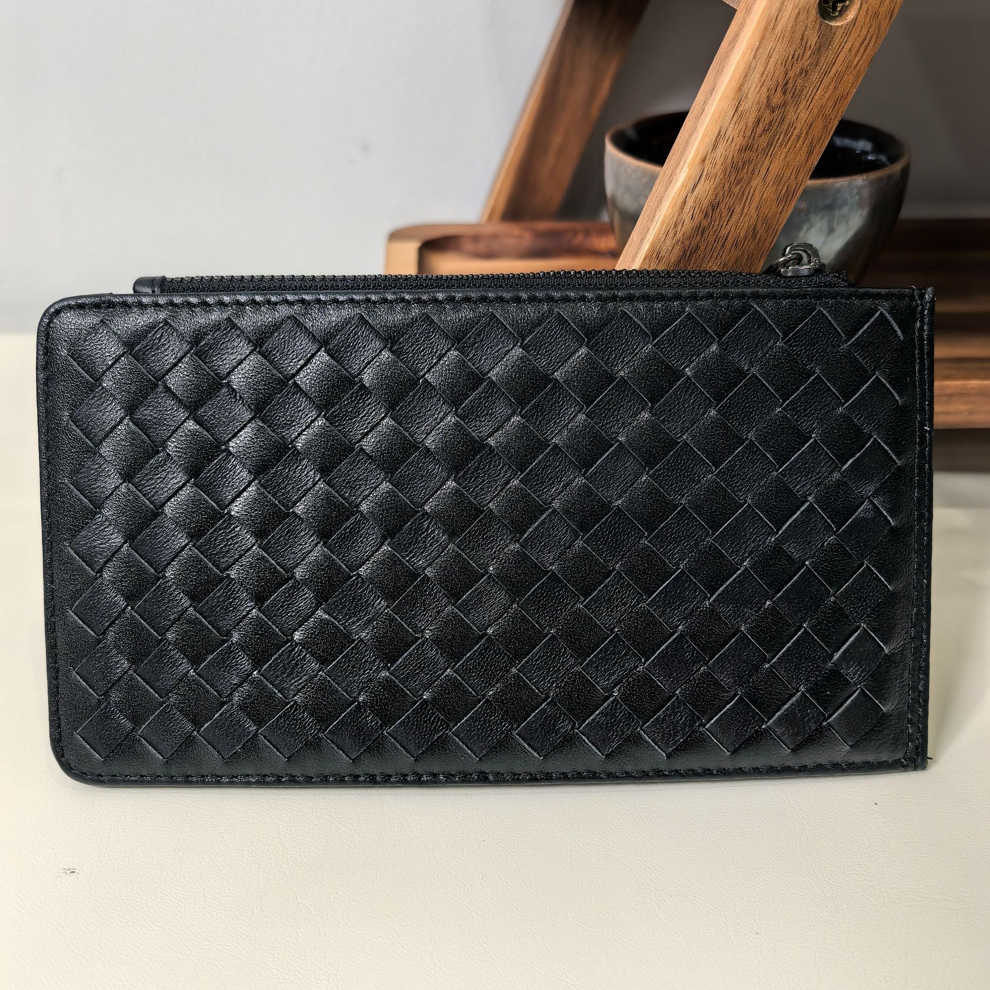 Y&BV卡包零钱包手工编织时尚商务休闲男包