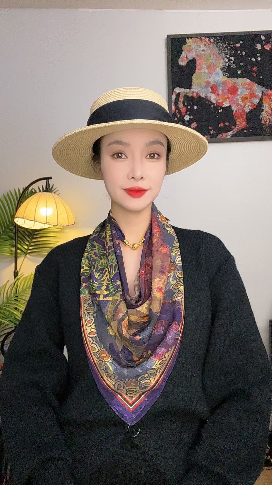 【紫罗兰磁吸】70*70剪花小方巾气质优雅时尚民族风搭配丝巾围巾 女