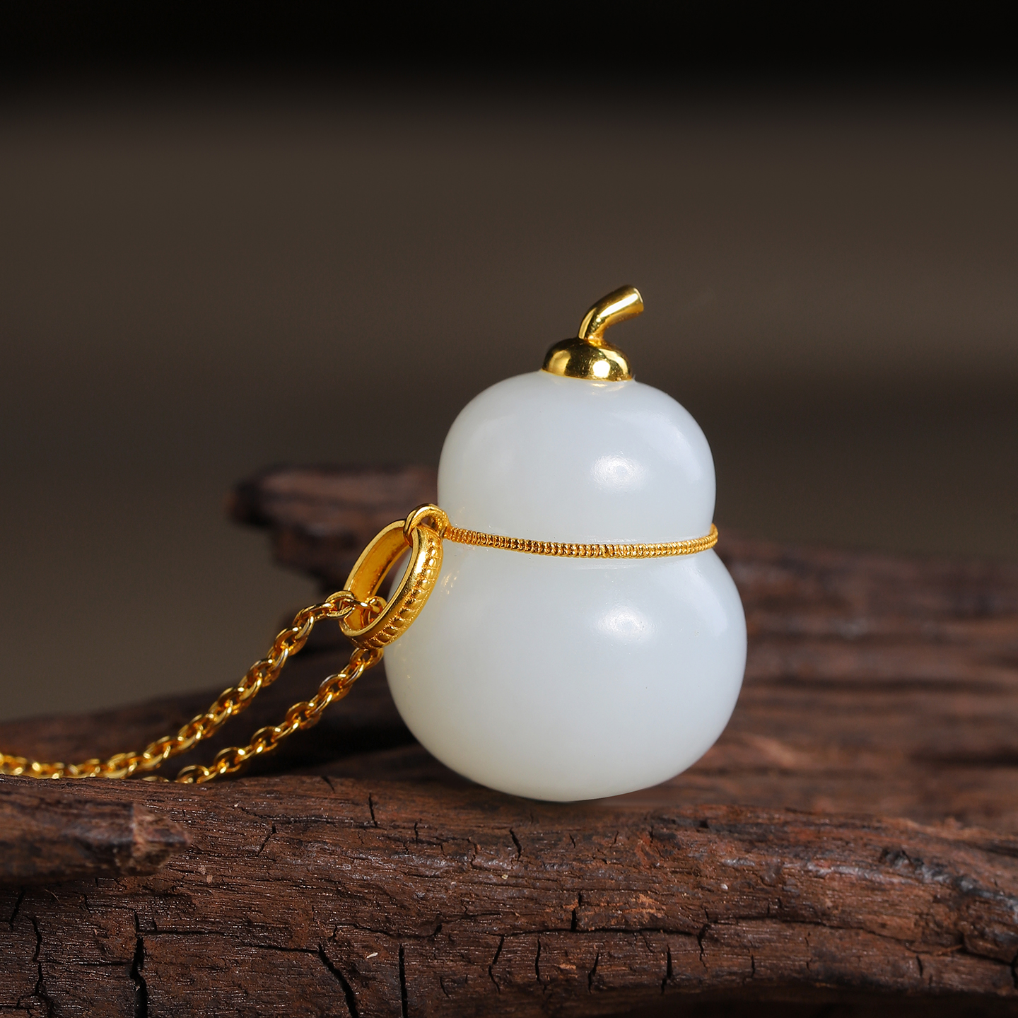 和田玉葫芦吊坠项链女小众设计感18k金拦腰镶多样性发货拍一发一