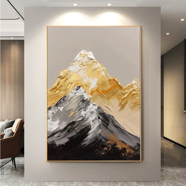 【致韬】现代简约抽象轻奢装饰画玄关走廊挂画背靠金山玄关装饰画