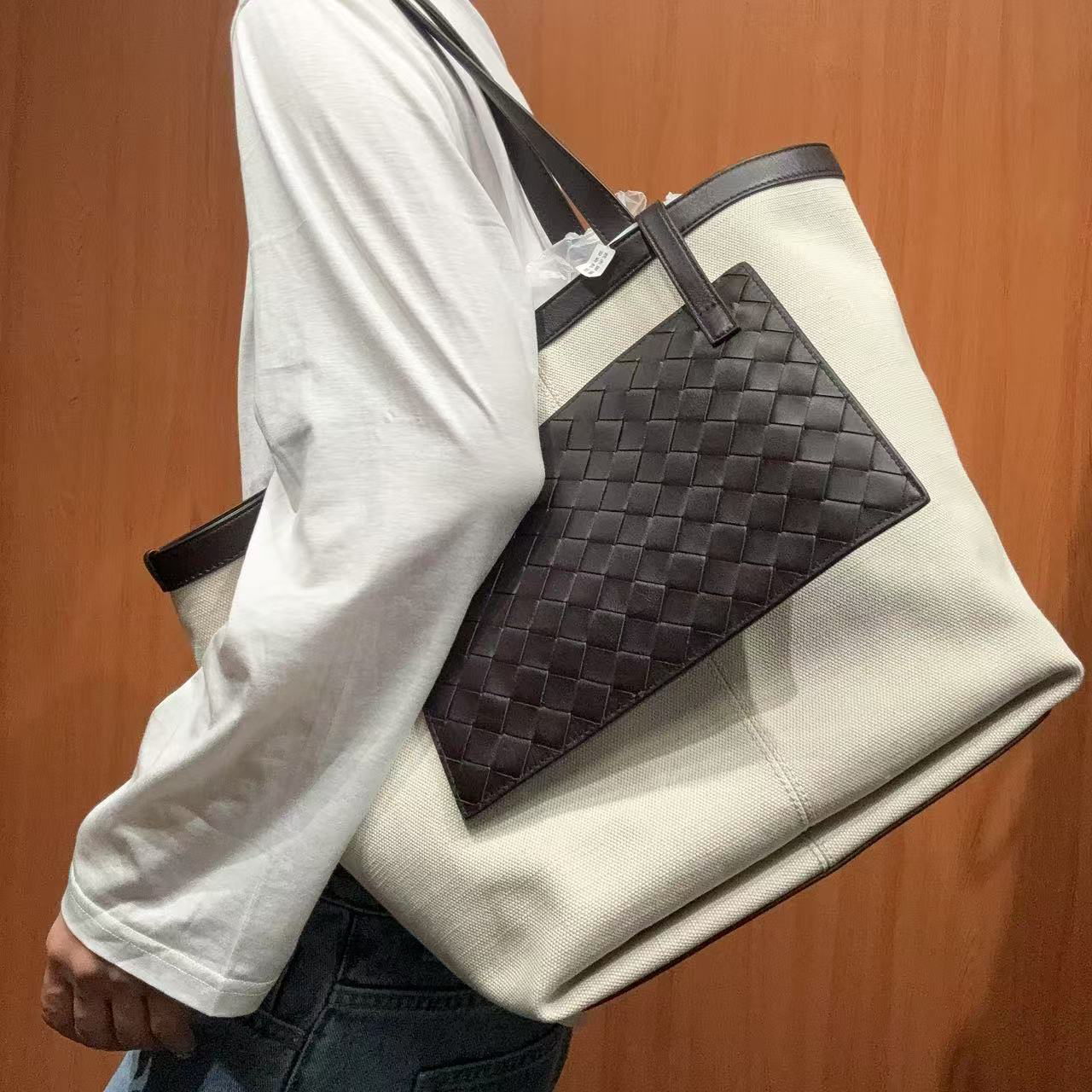 95新 BOTTEGA VENETA/葆蝶家 【蕾】 68 0754 帆布托特包