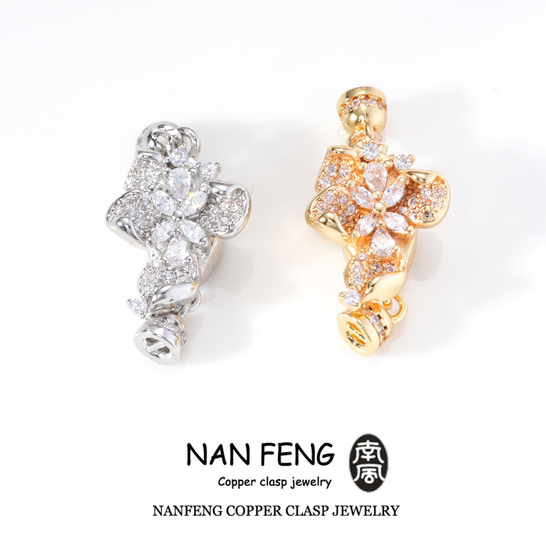 #273#274镶锆花朵项链扣diy饰品配件