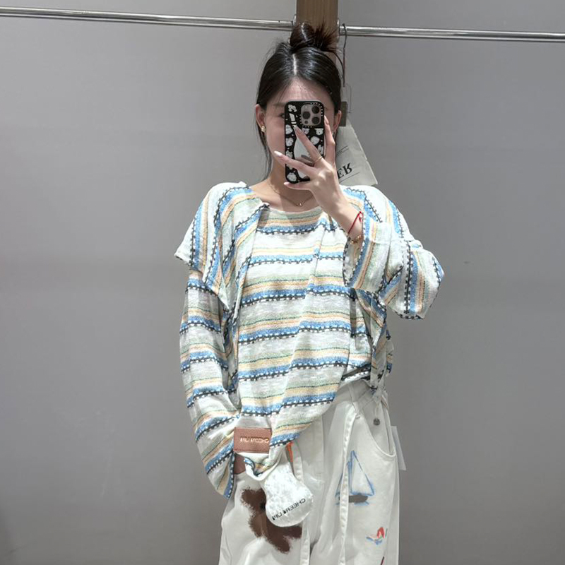 【现货】cheeriupi设计师新款25秋季乡野游牧两件套针织衫上衣条纹