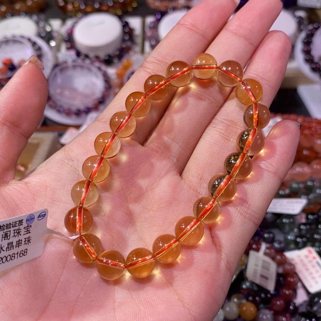 水晶手链未镶嵌毛*?黄水晶9+