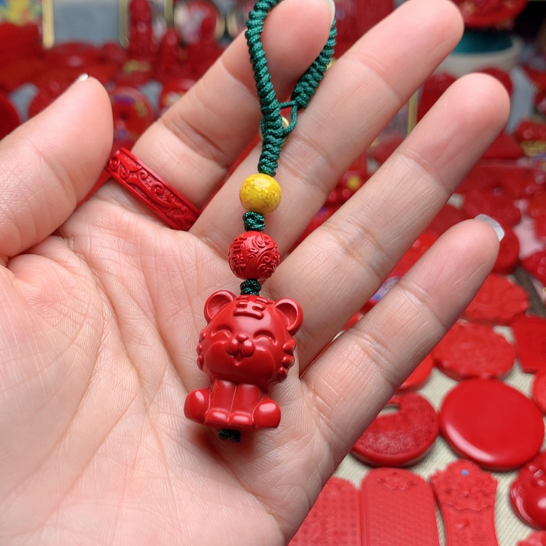 天然辰砂工艺品朱砂钥匙扣