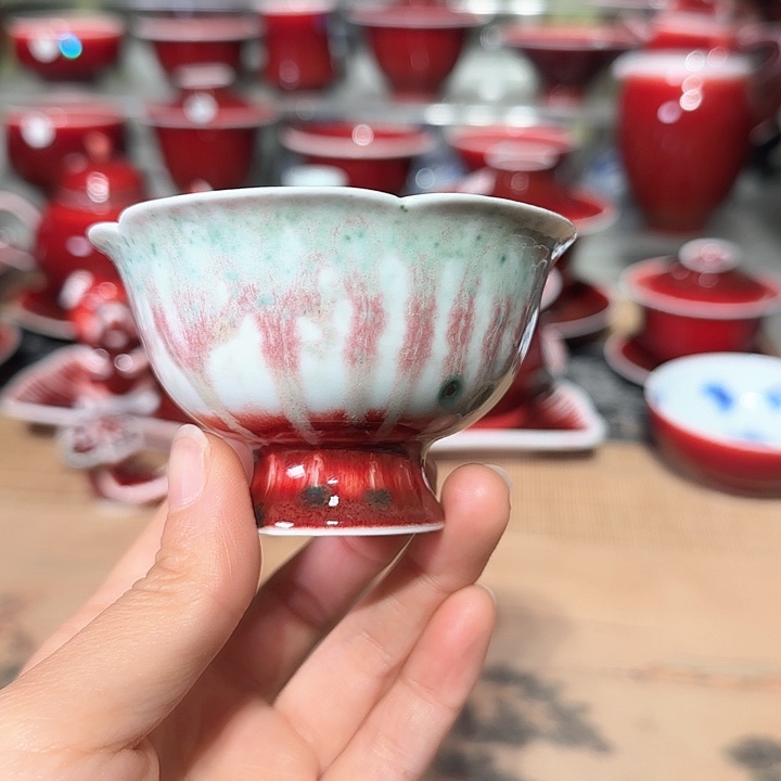 景德镇陶瓷红马坊杯