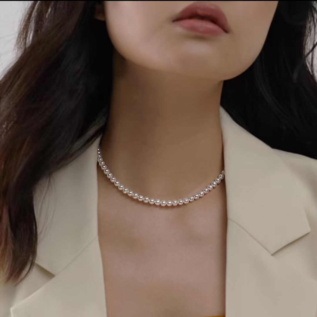 正圆强光极光白6mm时尚百搭妈妈链项链