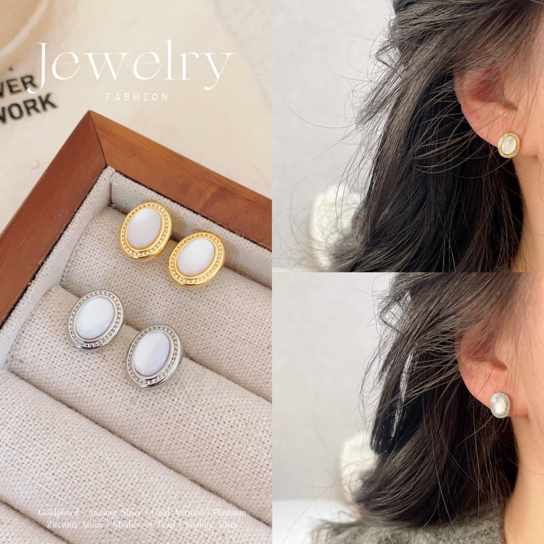 铜合金耳饰 法式椭圆小巧精致耳钉小众轻奢高级感时尚气质耳环