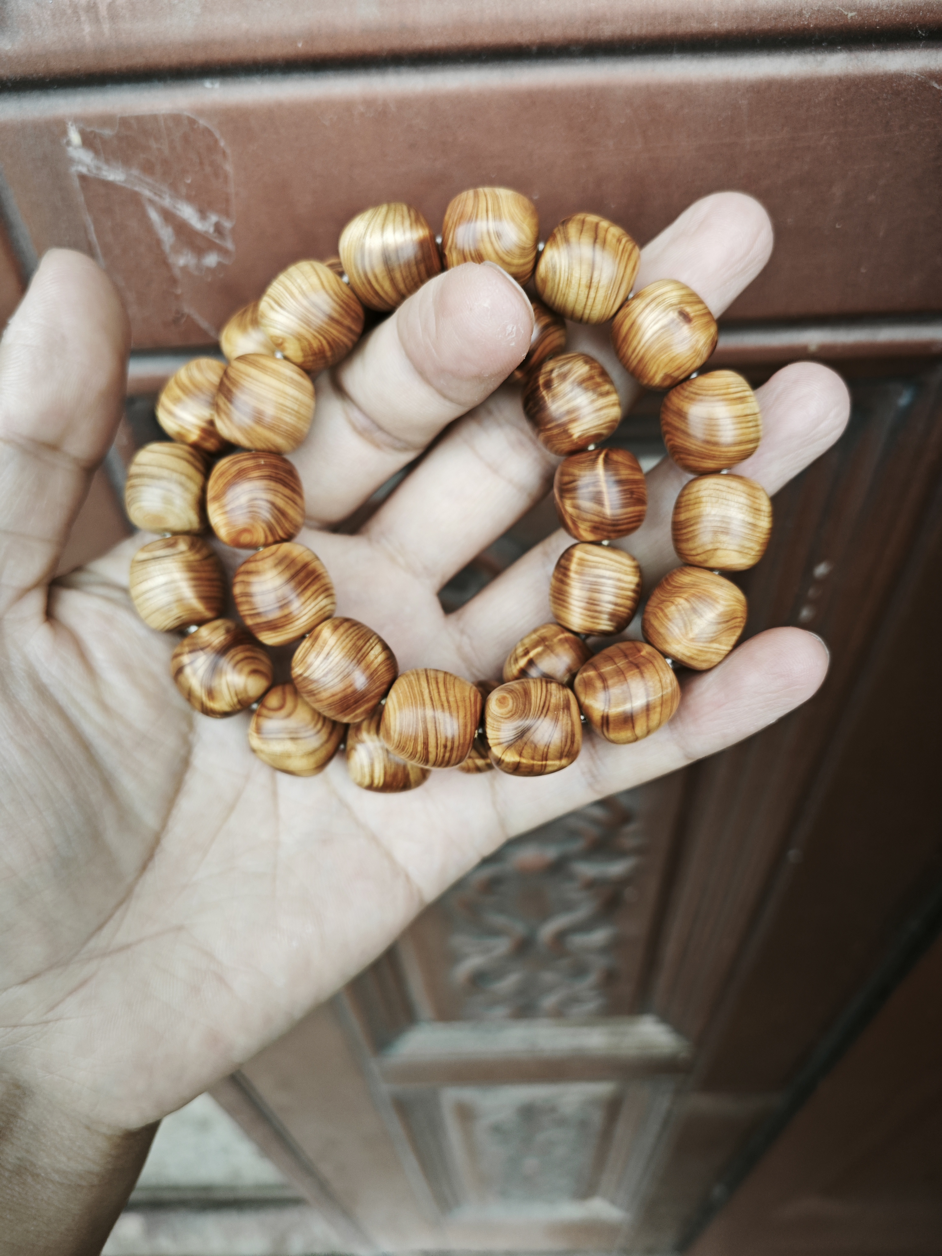 太行崖柏手串1.5香味浓郁闪电水波纹陈化料无泡油保真太行料崖柏